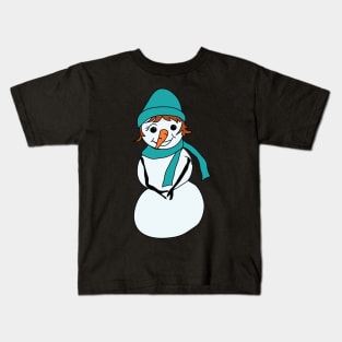 Snowwoman in scarf and hat Kids T-Shirt